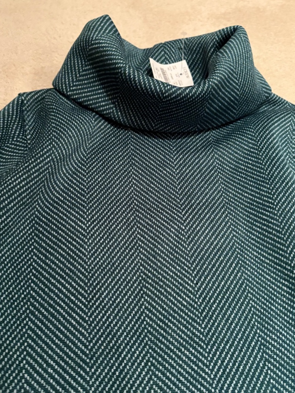 JCrew Teal Chevron Turtleneck Fleece Sweater